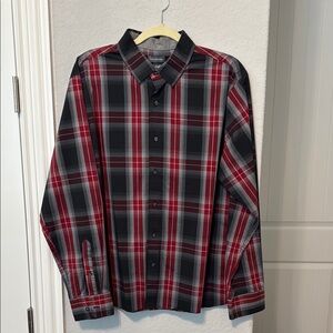 Van Heusen Red and Black Casual Button Down Shirt